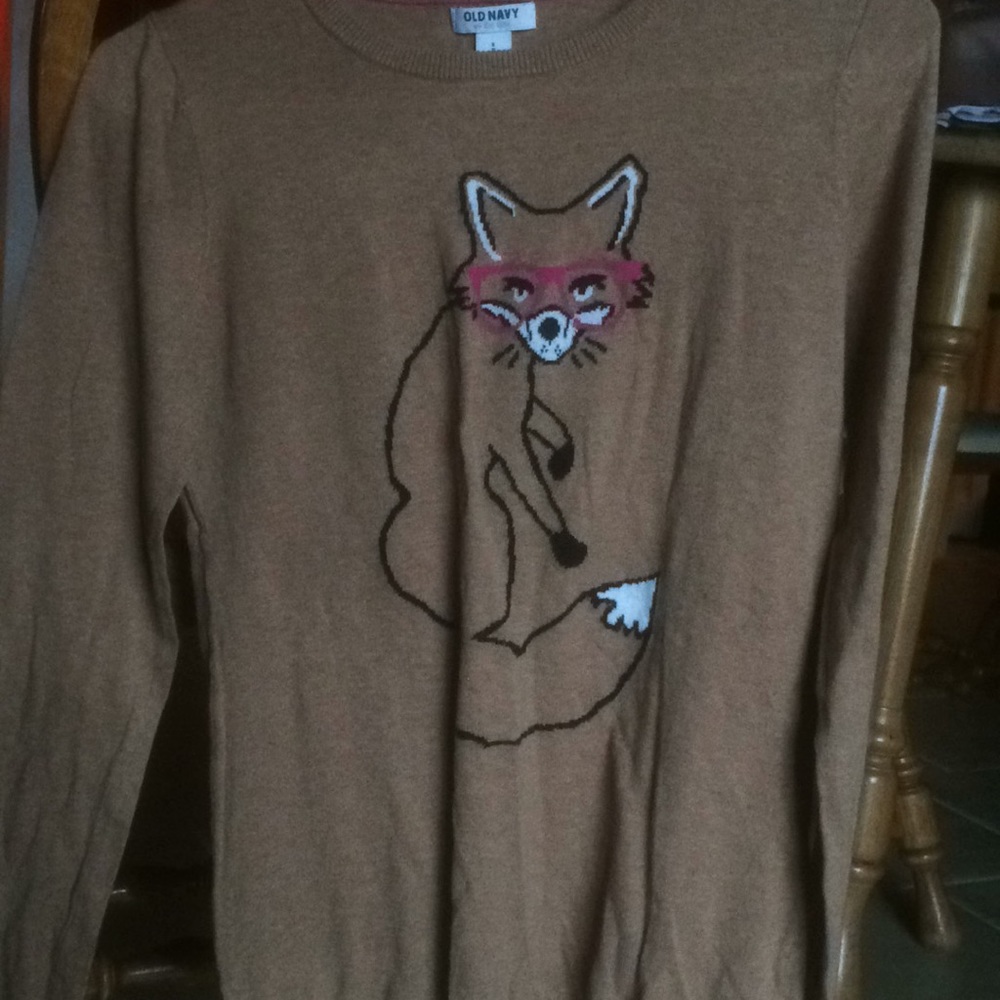 brown sweater with fox